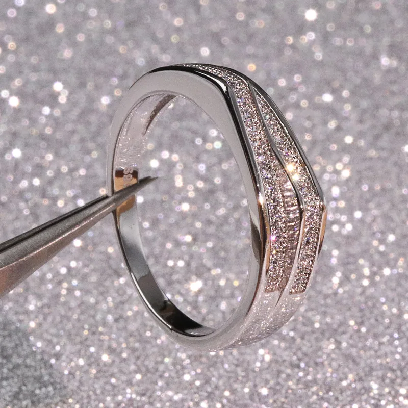 Anillo de Plata de Ley 925 VS1 con diamantes para mujer, joyería de 2 quilates, topacio, bizutería, Anillos, piedras preciosas, sello de plata 925