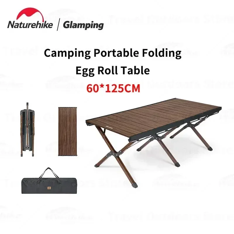 

Naturehike Outdoor Widens Picnic Table Camping BBQ Table Portable Fold Egg Roll Aluminum Barbecue with Storage Bag Ultralight