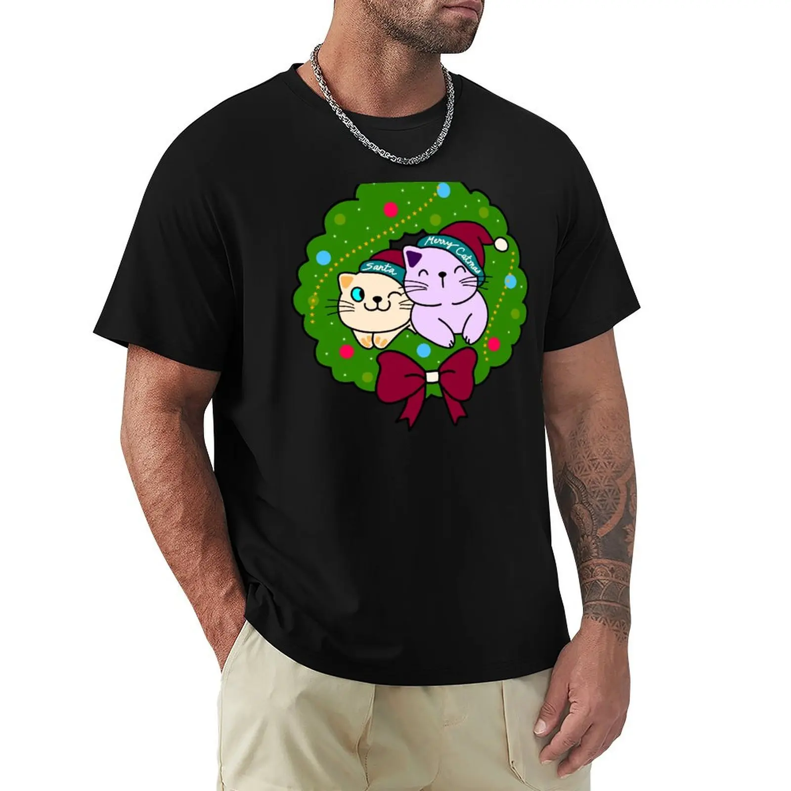 Feline merry catmas T-Shirt Plus Size Outdoor Casual Top