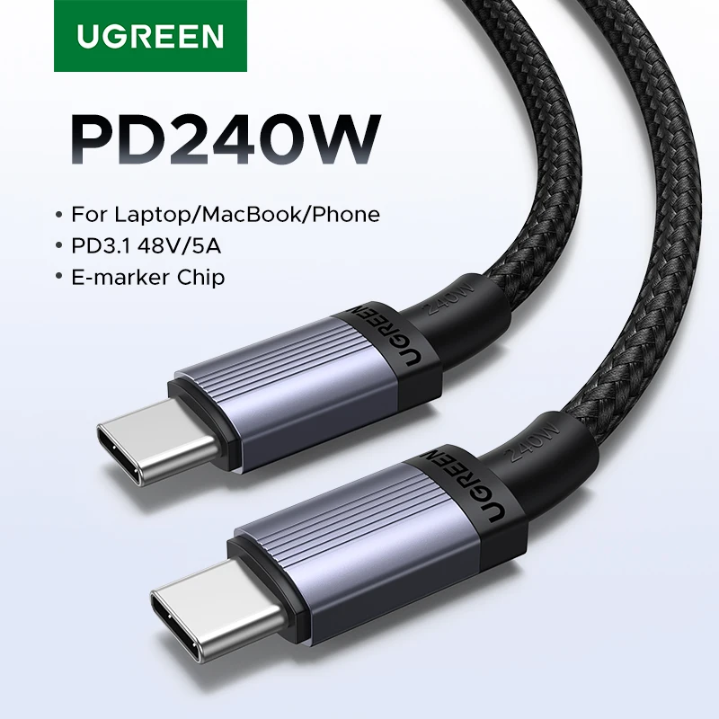 UGREEN 240W USB Type C To USB C Cable 100W PD 3.1 Fast Charging Charger Wire For Macbook Pro Xiaomi Samsung Laptop