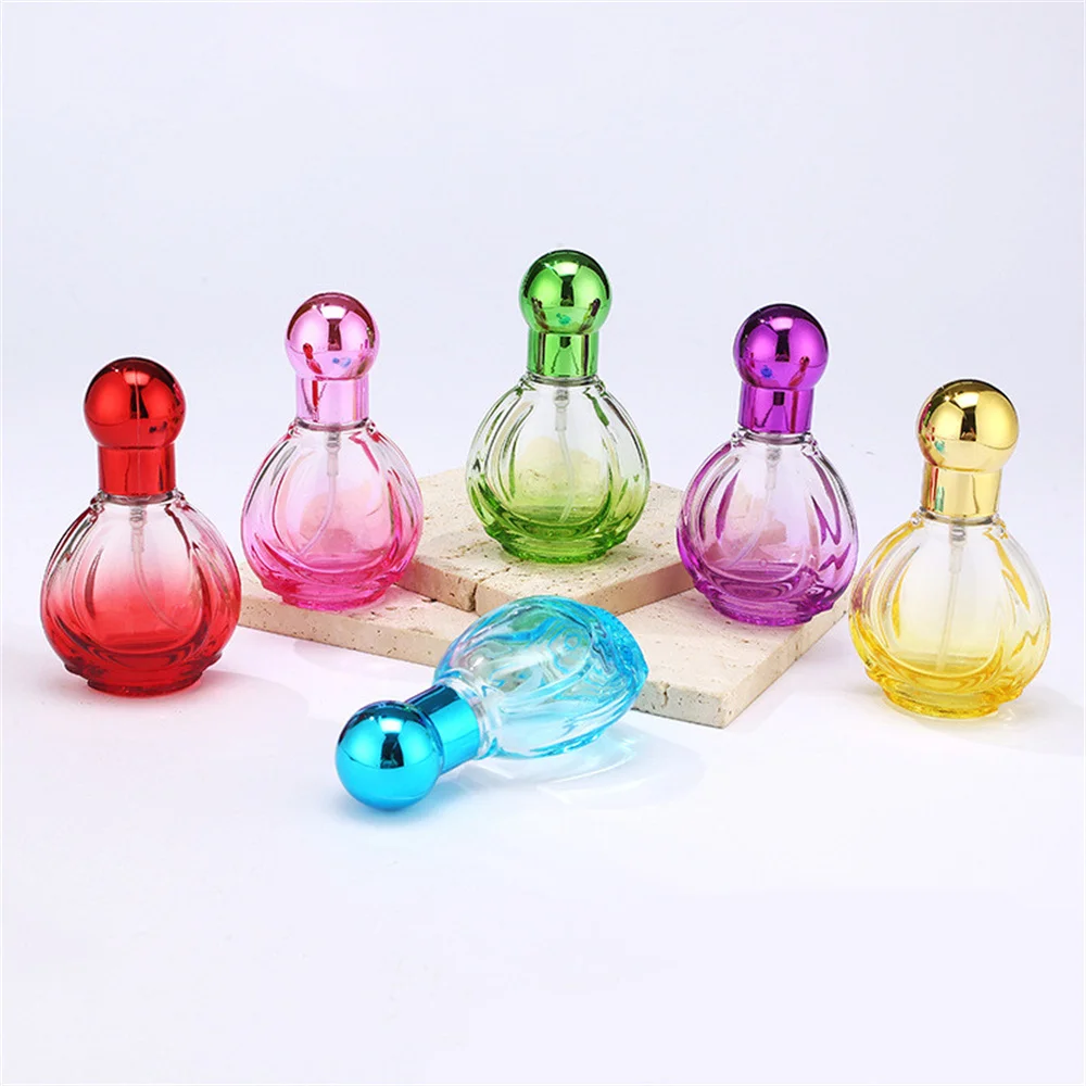 20Ml Bolvormige Parfumfles Kleur Glazen Spuitfles Draagbare Cosmetische Sample Dispenser Fles Hervulbare Lege Fles