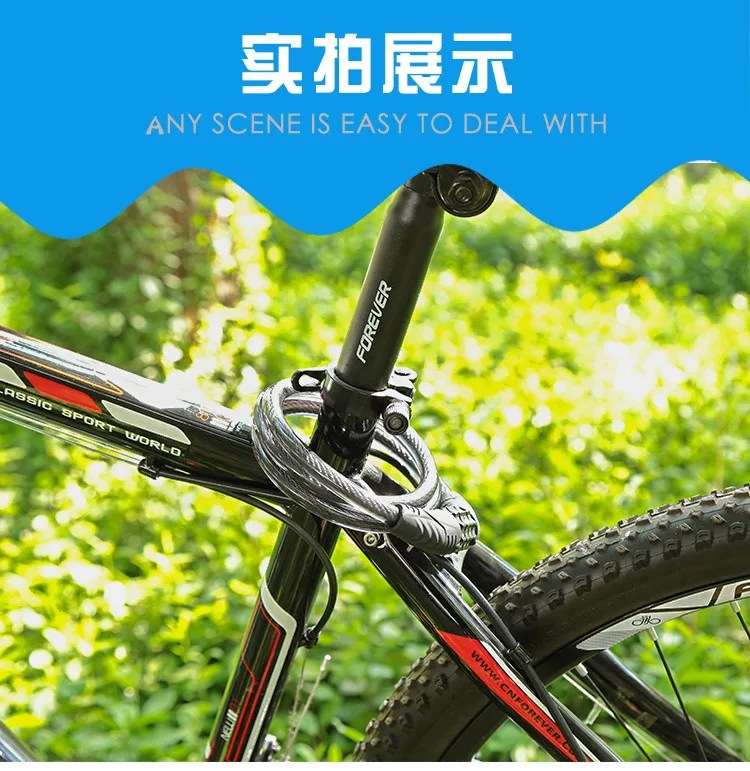 Fahrrad- und Roller-Schloss mit 4-stelligem Zahlencode, Diebstahlsicheres Stahlkabel, Tragbares Sicherheitsschloss für Fahrräder – Detail 10