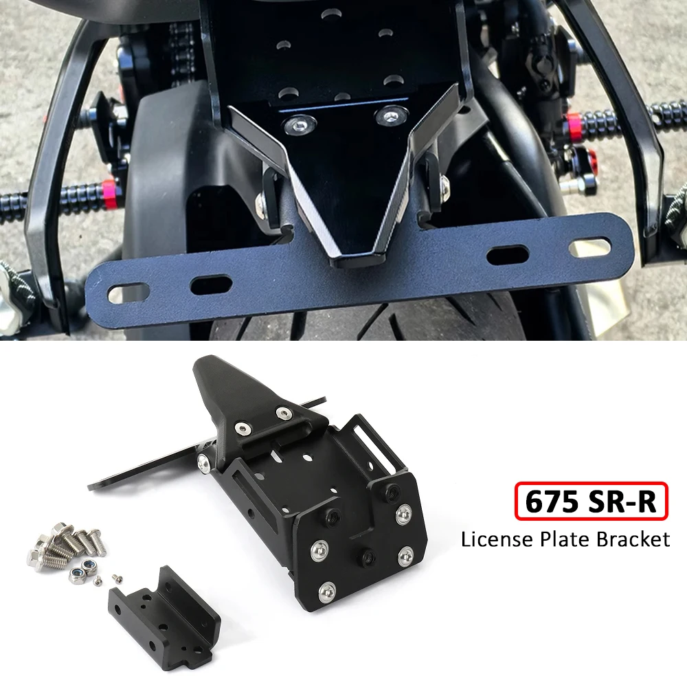 

Motorcycle Accessories Rear License Plate Holder Bracket Mount Black For CFMOTO 675SR-R 675 SR-R 675SRR