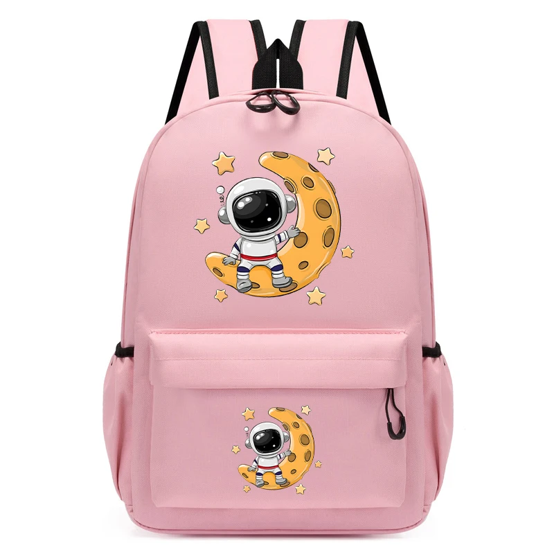 Cartoon Astronaut on The Moon Backpack for Baby Boys Girls Children Lovely Schoolbag Kindergarten Schoolbag Kids School Backpack