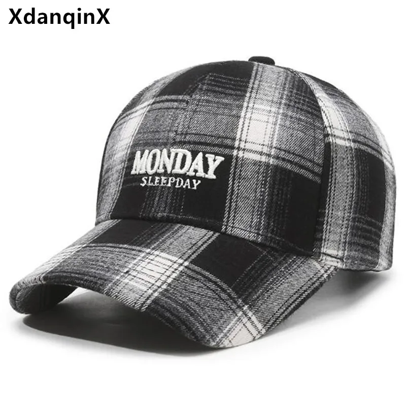 

Spring Autumn New Plaid Hat Washable Cotton Baseball Caps For Men And Women Letter Embroidery Hip Hop Hat Party Hat Snapback Cap