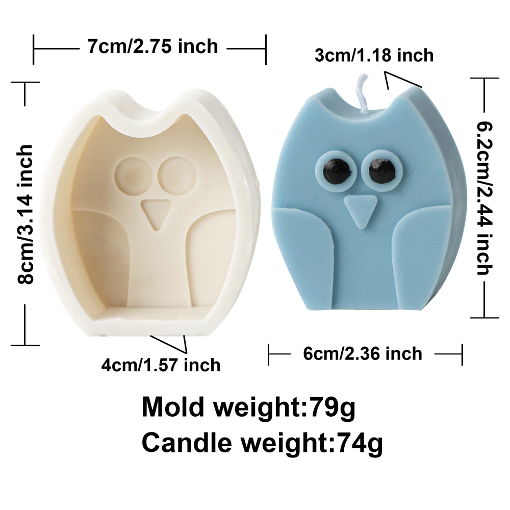 Silicone Creative Flat Animal Shape Candle Mold Cartoon Rooster/Owl/Bear/Cat/Deer Aroma Soap Tool DIY Resin Crafts-Perfect Gifts