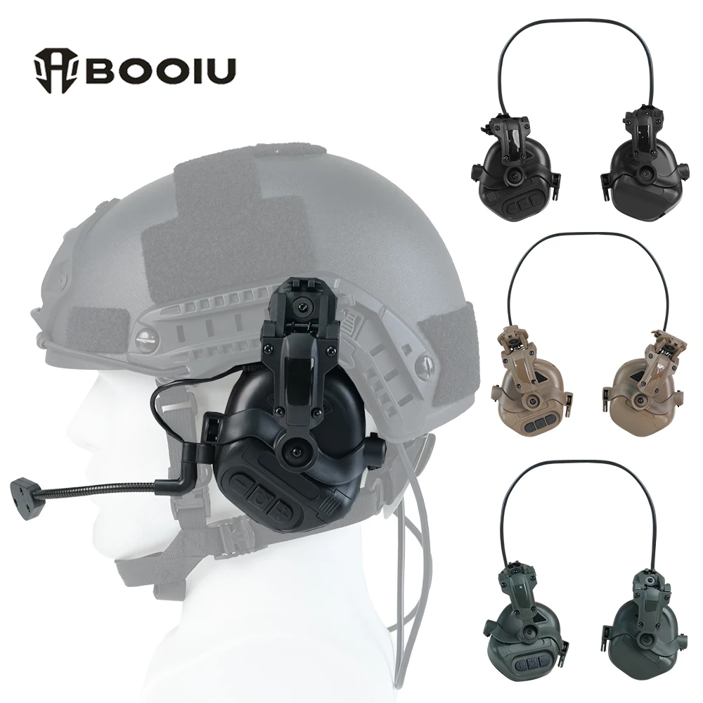 BOOIU Tactical Shooting Headset Fast Helmet 3.5mm Interface Pickup Headphones Tactical Training Communication Hearing Earmuff