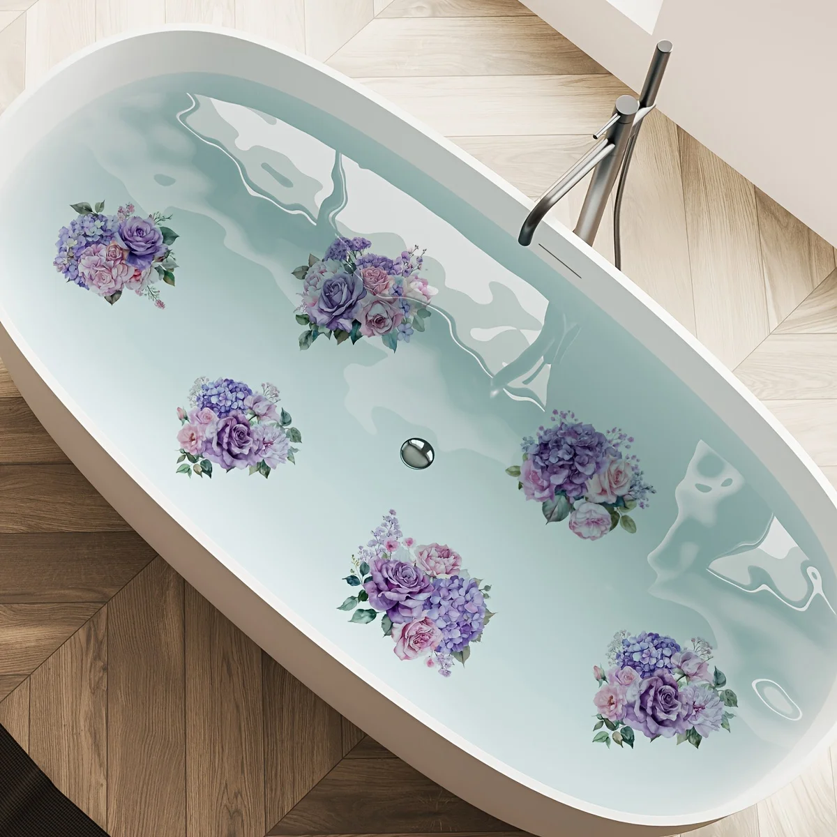 1PC multi-colour rosebud pattern waterproof non-slip self-adhesive bathroom bathroom decorative stickers wash basin stickers