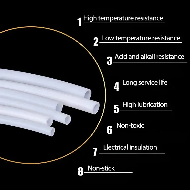 Tubo in PTFE da 10M 1mm 2mm 3mm 4mm 6mm Tubo Teflonto bianco per parti della stampante 3D con filamento da 1,75mm/3.0mm Estrusore Bowden V5/V6 J-head