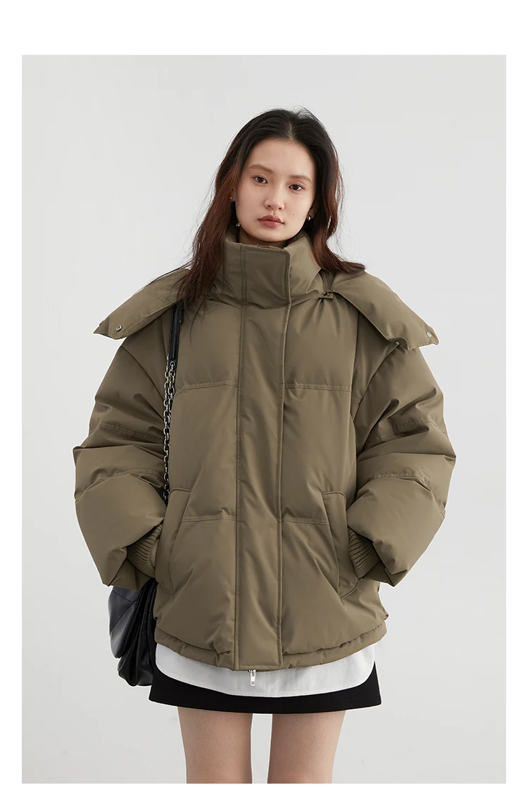 CHIC VEN Women Down Coat Solid Warm Down Jacket New 90 White Duck Down Windproof Hooded Female Overcoat Winter 2023