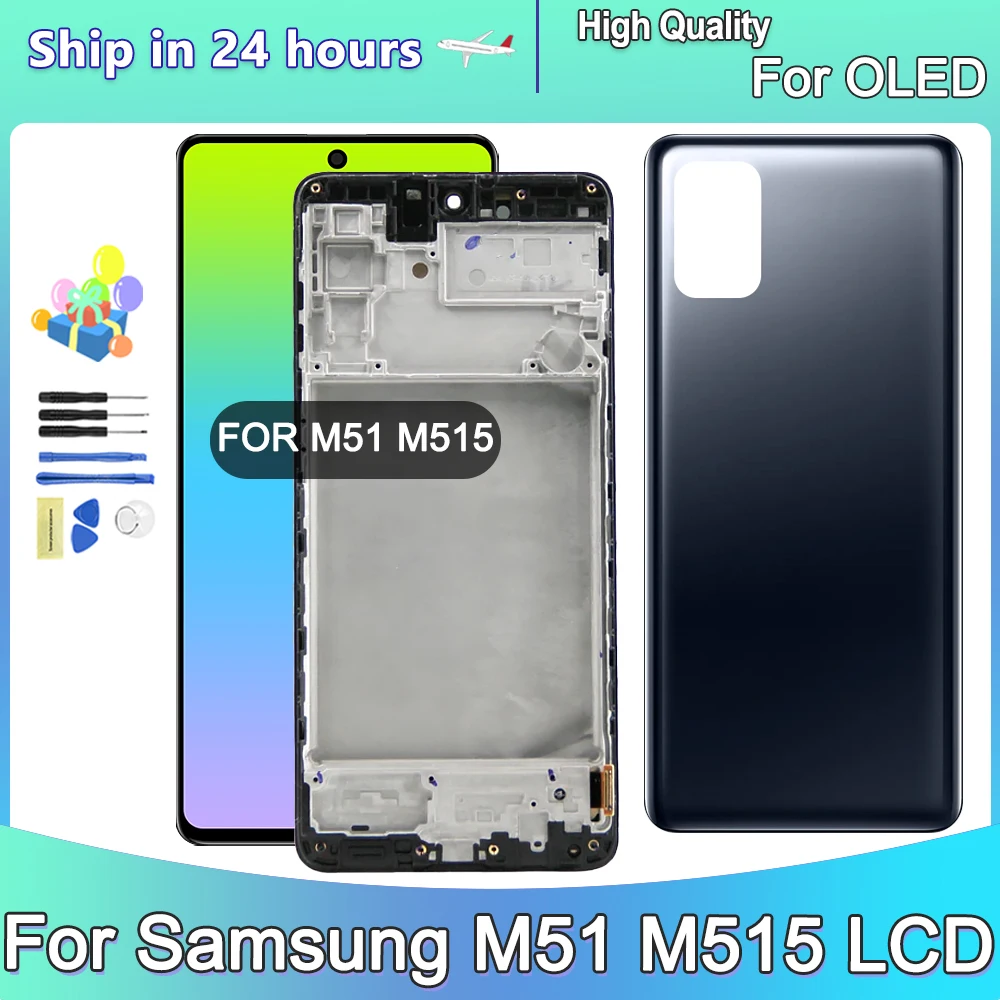 

OLED For Samsung Galaxy M51 M515F LCD Touch Panel Screen Digitizer Assembly For Samsung M51 M515 LCD Display With Frame