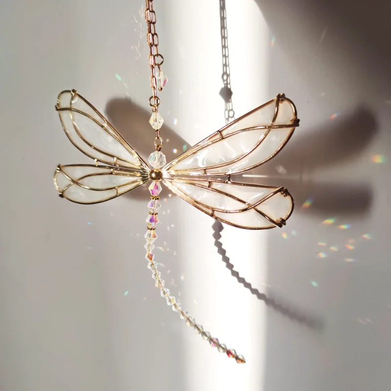 Crystal Dragonfly Decorative Pendant Window Exquisite Wings Metal Dragonfly Crystal Sun Catcher Pendant Home Decor