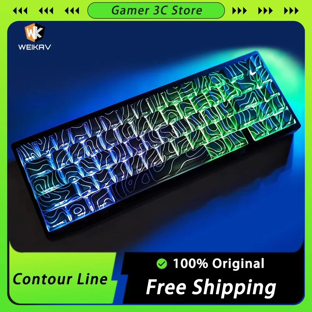 Weikav Contour lines 3.0 Keycap Pattern Translucent Personalized Side Engraving Office Gaming Mechanical Keyboard Custom Keycap