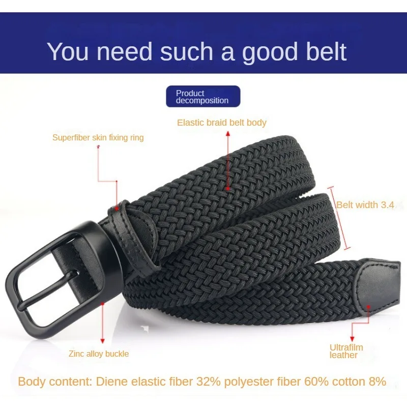 Stretch Golf Belt for Men, Quick Release, Outdoor Belt, Woven, Braided Web Belt for Golf, Casual Pants, Shirts, Jeans Gift