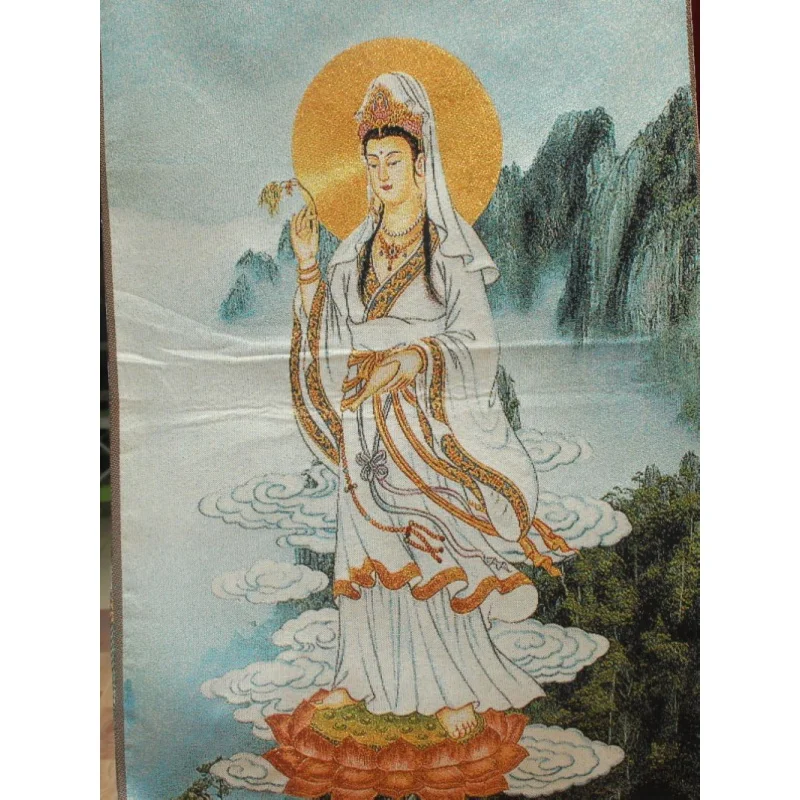 

Wholesale Guanyin Bodhisattva/Buddha Statue Middle Hall Painting Silk Embroidered Painting Home Decorations Hanging Painting Chi