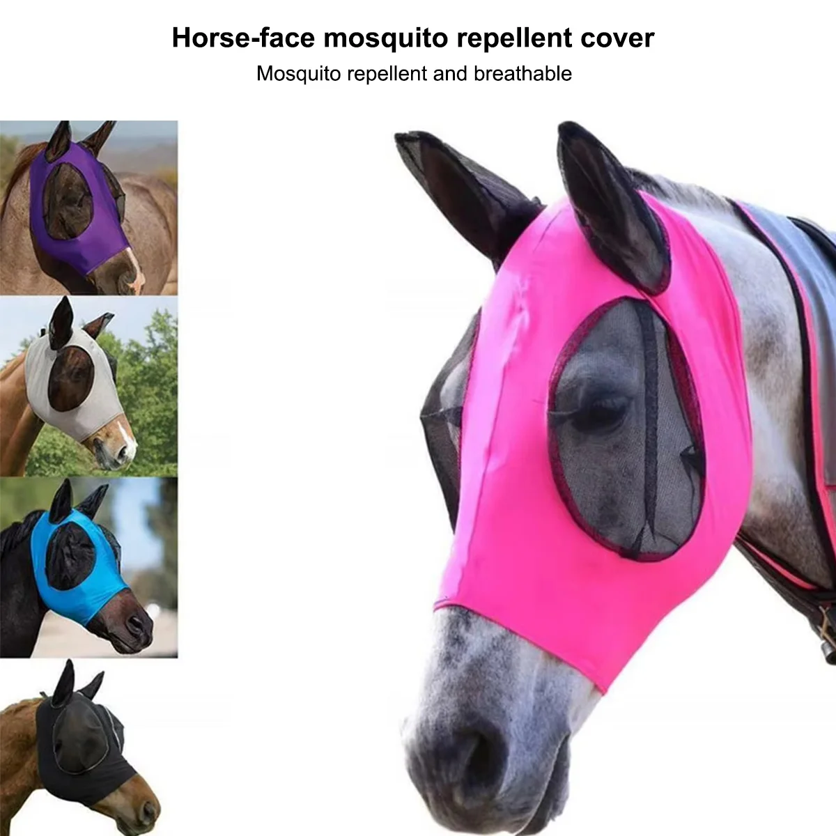 قناع وجه لحماية ذباب الفروسية، معدات حماية رأس شبكية محبوكة مرنة قابلة للتنفس للخيول ضد الذباب والبعوض #1