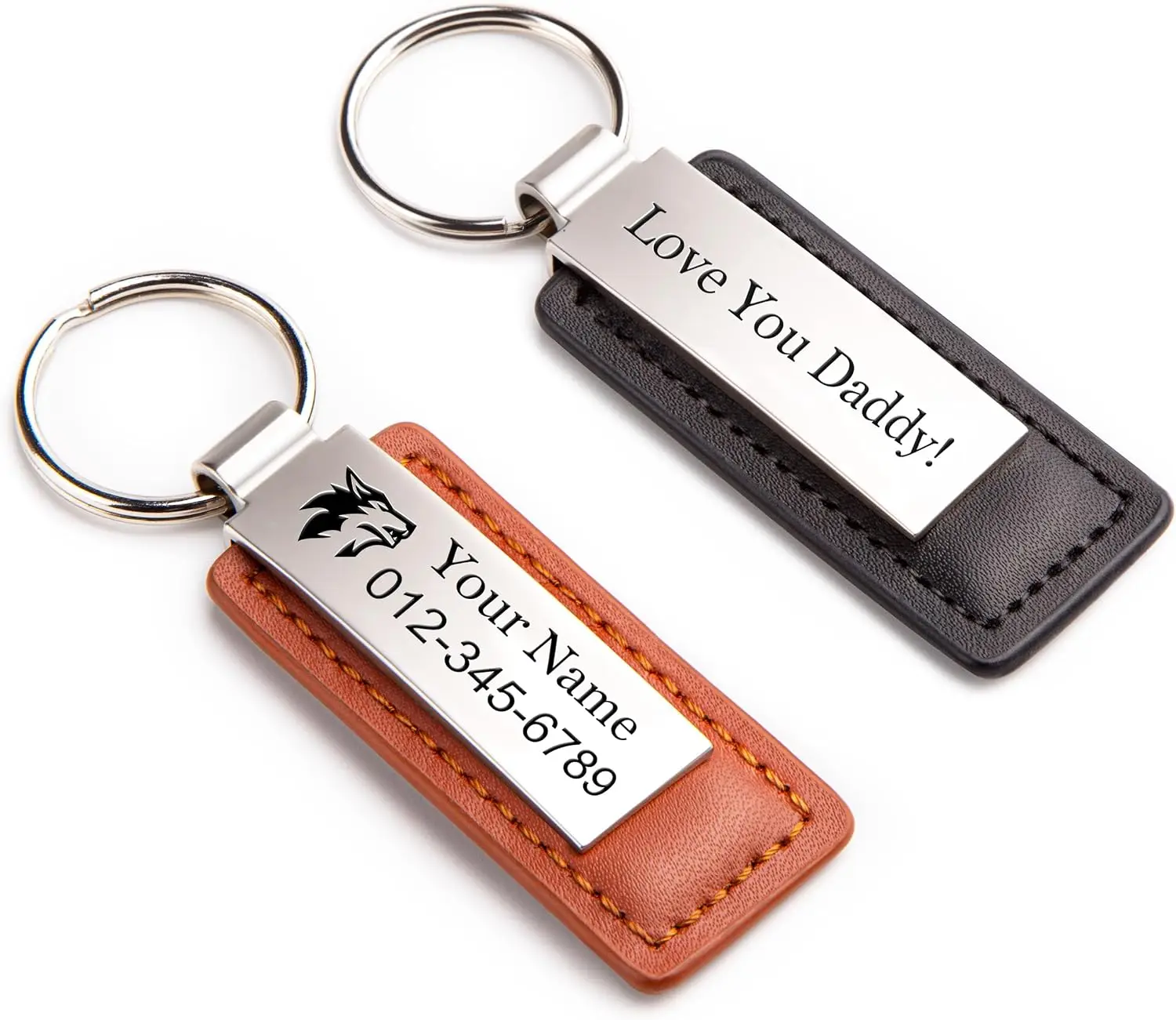 Personalized Keychains | Engraved Metal or Leather Keychain | Custom Key Chain for Car Keys | Father's Day Gift