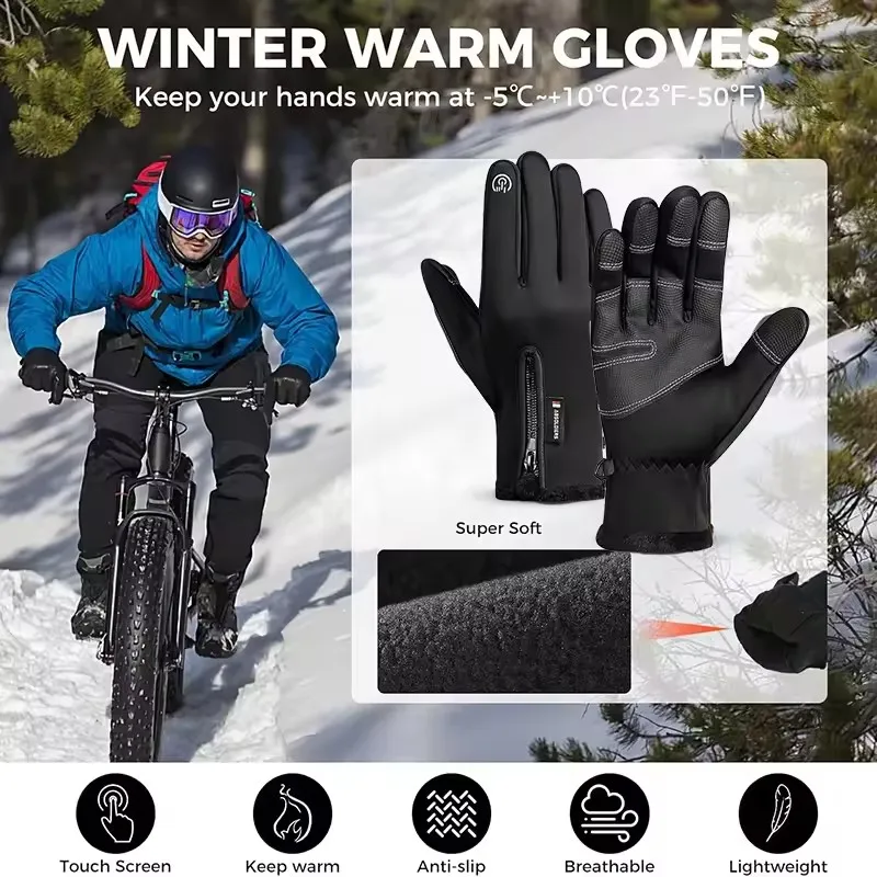 Winterhandschuhe mit weichen Innenfutter für Radfahren, Outdoor-Sportarten, sind multifunktionale universelle Outdoor-Sporthandschuhe