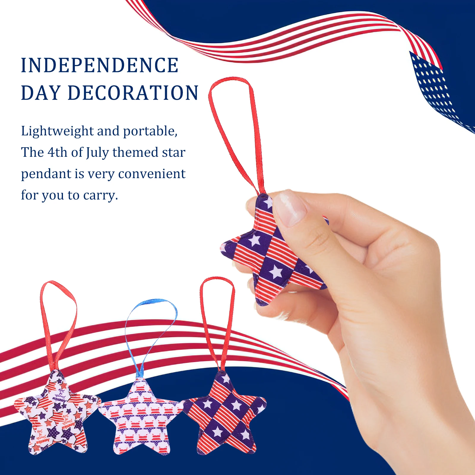 

30pcs Decorative Hanging Pendant Cloth Material Lightweight Patriotic Star Ornament Independence Day