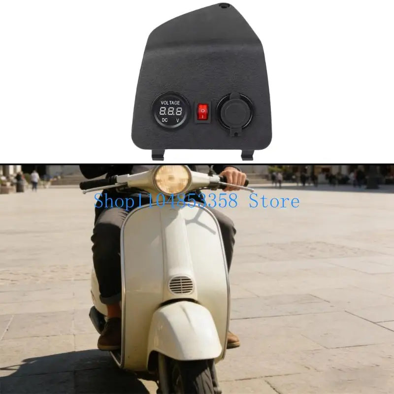 652F Plastic Motorcycle USB Chargers Double Outputs and Digital Display for Cycling Electrical Monitoring