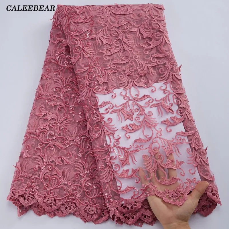 3D Flowers African Lace Fabric 2022 High Quality Lace French Mesh Lace Fabric Sequined Nigerian Laces Fabrics For Wedding S2848