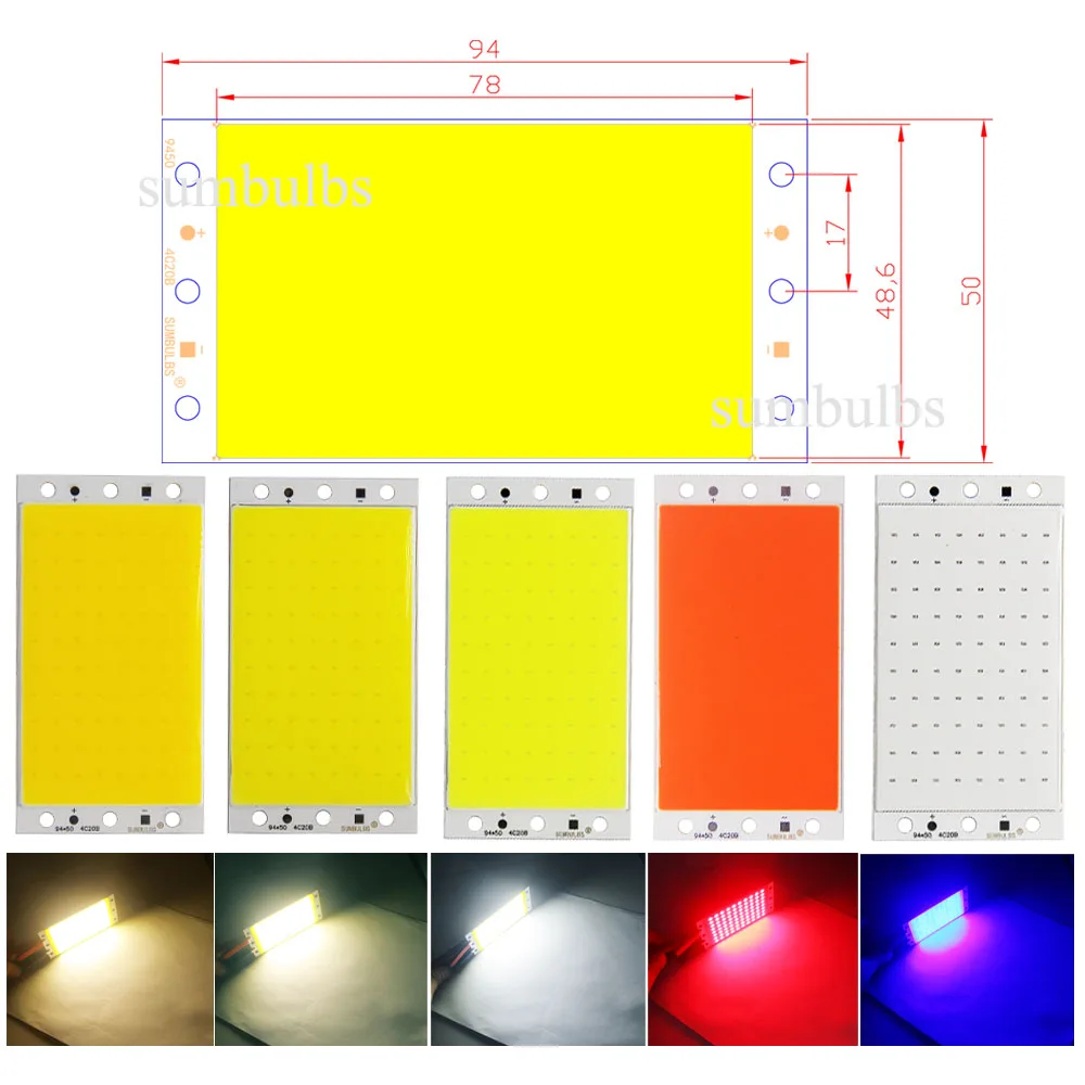 DC 12V All Size 2-200W COB LED Bulb Strip Panel Module Chip Diode Bar Round Shape Lamp for DIY Desk Car Fashion Lighting Fixture