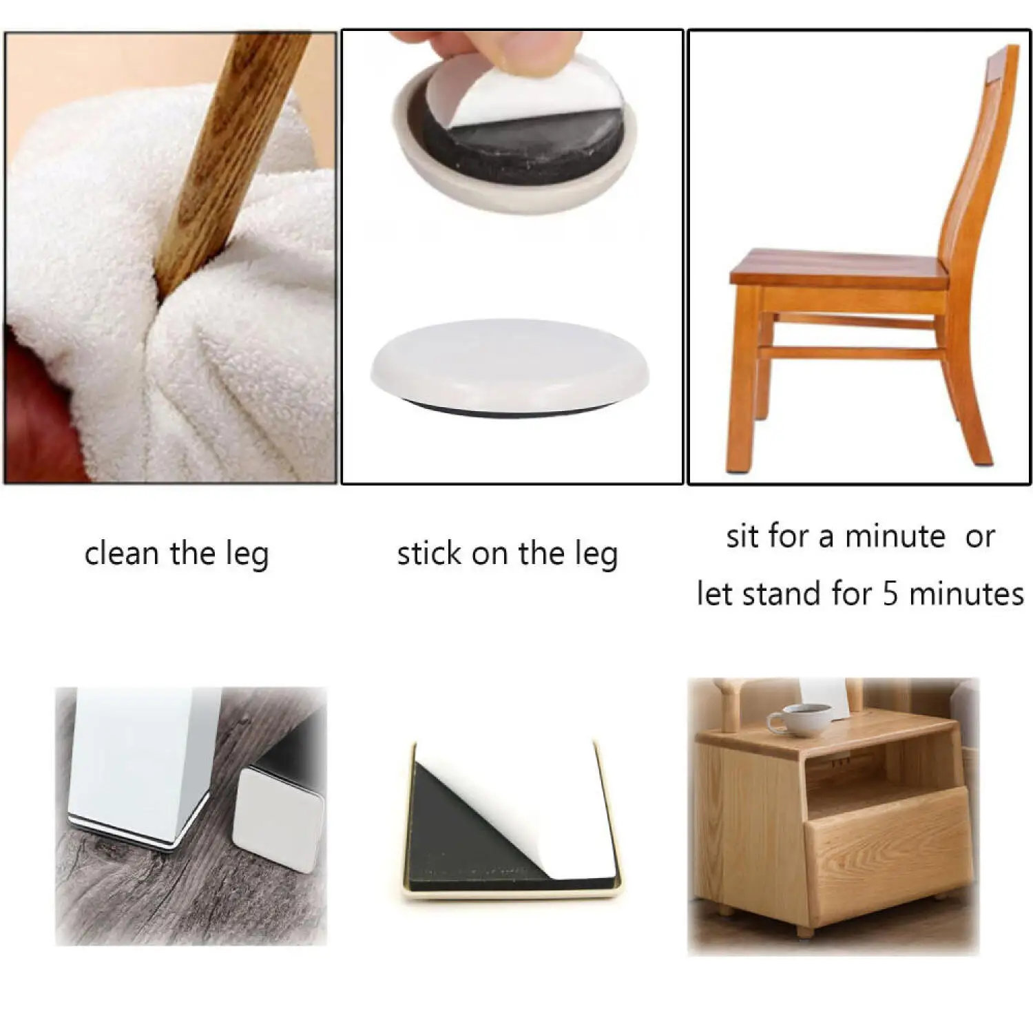 24/16/8/4pcs Self-Adhesive Furniture Sliders Pads, Thick Chair Leg Floor Protectors, Anti Scratch Carpet Gliders for Chair Table