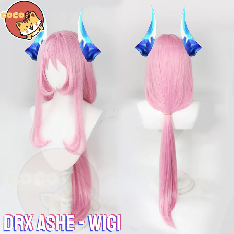 LOL DRX Ashe Cosplay Wig Game LOL Cosplay Wig DRX Ashe Cosplay Long Pink Wig CoCos