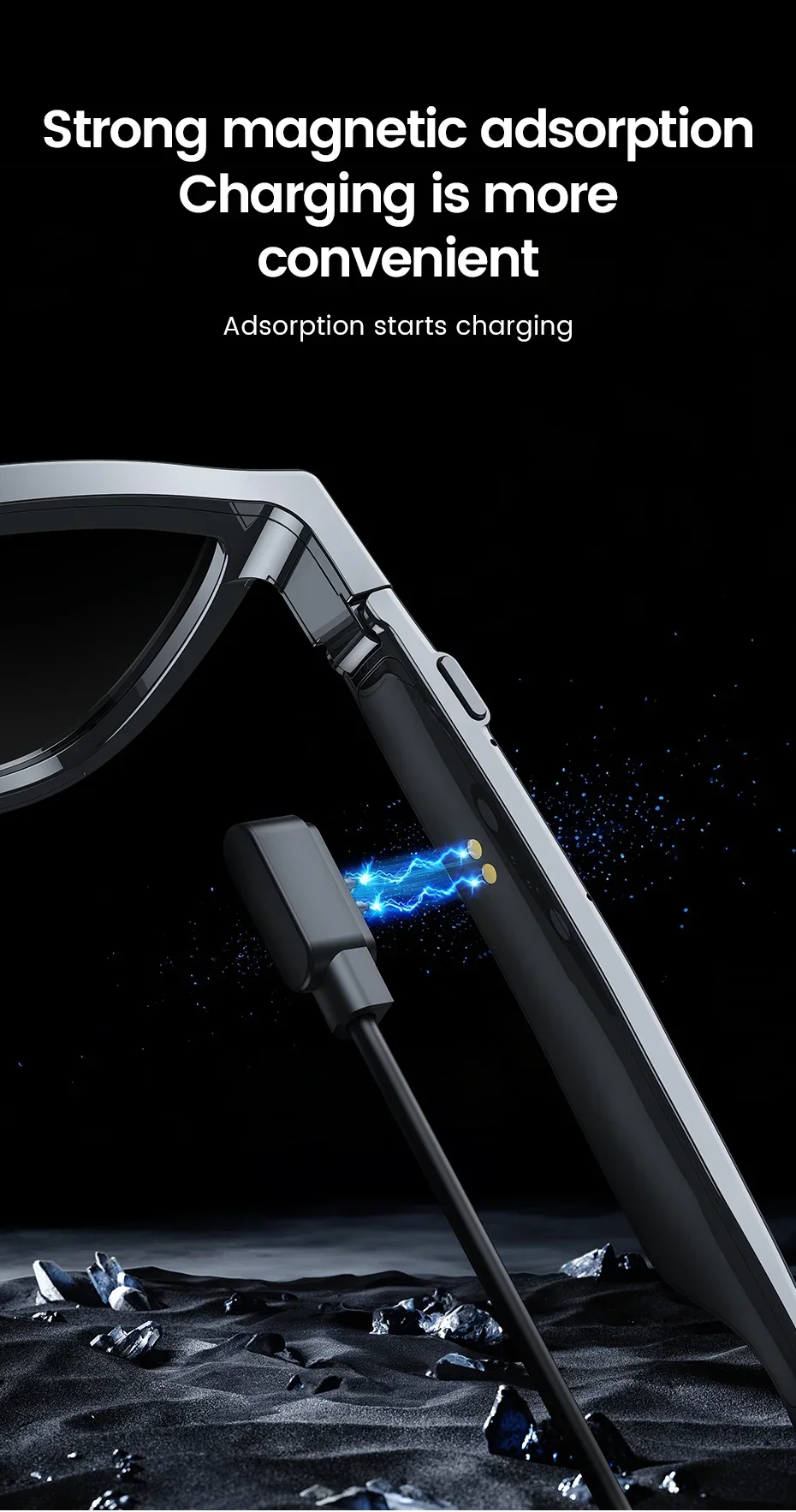 2026 Neue Audio-Smart-Brille mit elektrochromen Gläsern, magnetischer Aufladung, ultraklarem Bild, Bluetooth-Anruffunktion und Musikwiedergabe – Detail 9