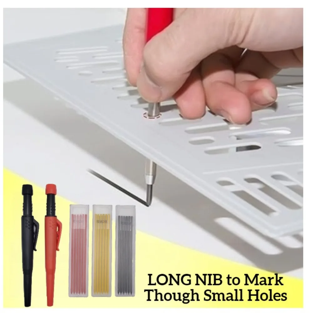 

2.8mm Carpenter Mechanical Pencil One-piece design Pen Cap with sharpener Deep Hole Extended Marker Pen Stationery Supplies
