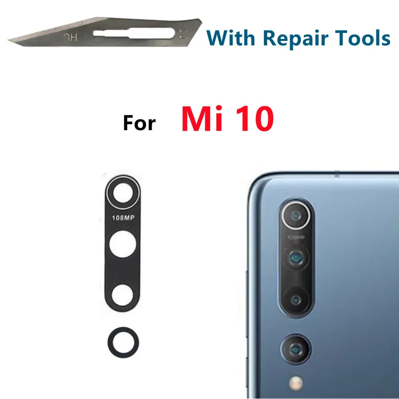 Rear Back Camera Lens Glass For Xiaomi Mi 10 Lite 5G Mi10 Lite M2002J9G M2002J9S Mi10 Lite Ultra Pro 10T Cover Adhesive Sticker