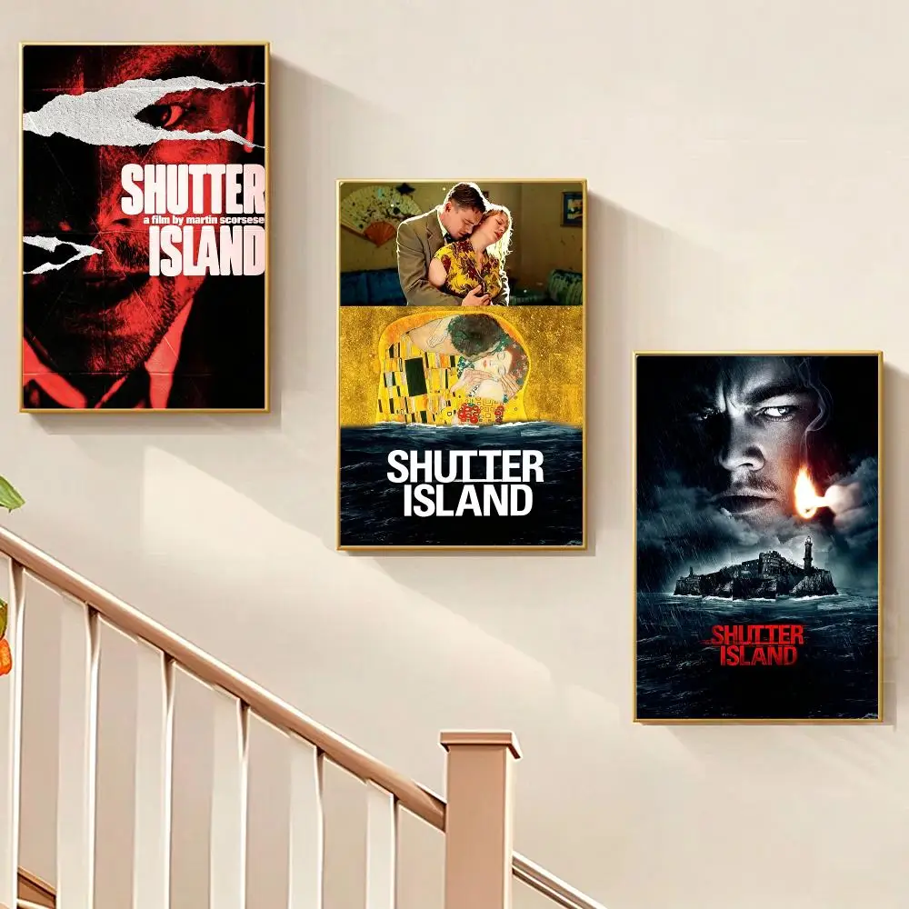 Movie Modern Shutter Island Poster HD Waterproof PP Wall Art, Self Adhesive Home Decor for Bedroom and Living Room