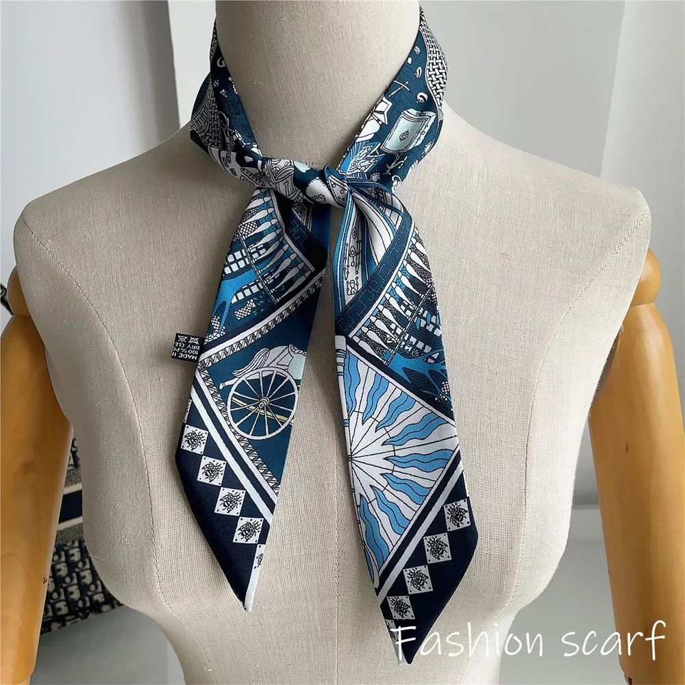 Four Seasons Fashion Versatile New Van Gogh Classic Oil Painting Series Ladies Decoration Twill Long Strip Silk Scarf Tie Ribbon