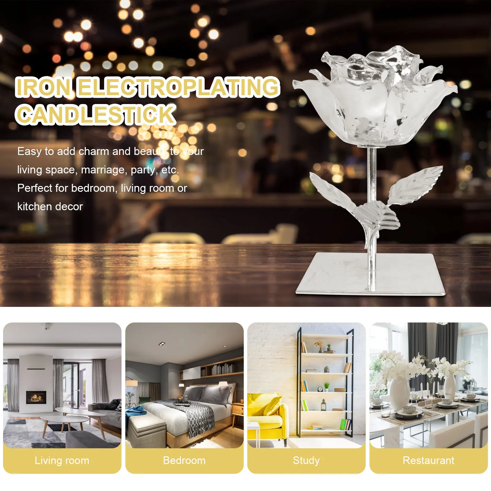 

1Pcs Iron Art Rose Flower Shaped Holder Decorative Stand for Table Garden Balcony Wedding Centerpiece Holder