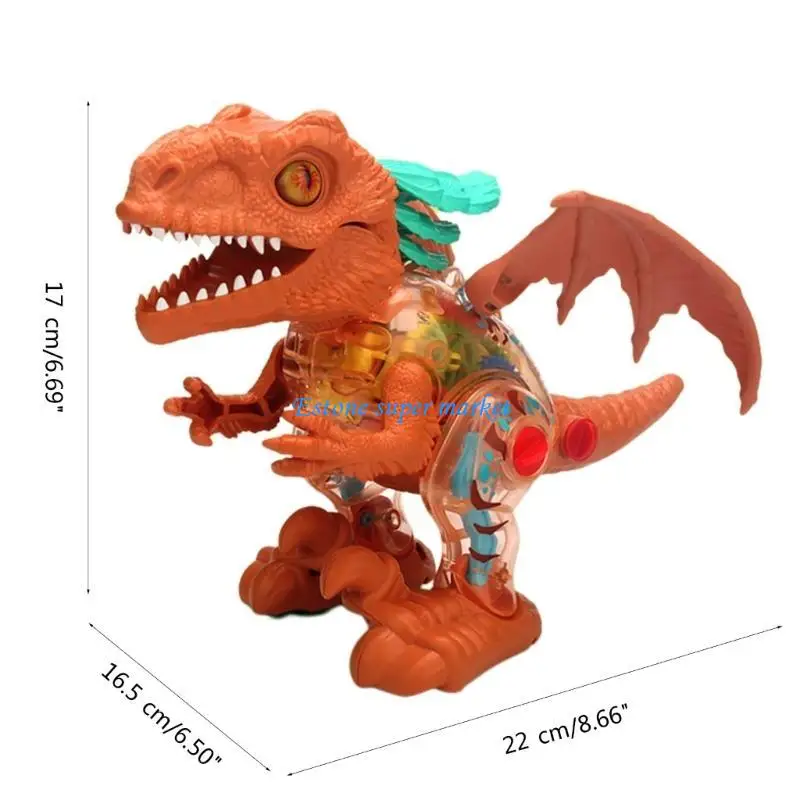 090B لعبة روبوت كهربائي يمشي على شكل ديناصور، لعبة مشي شفافة للأولاد والبنات #6
