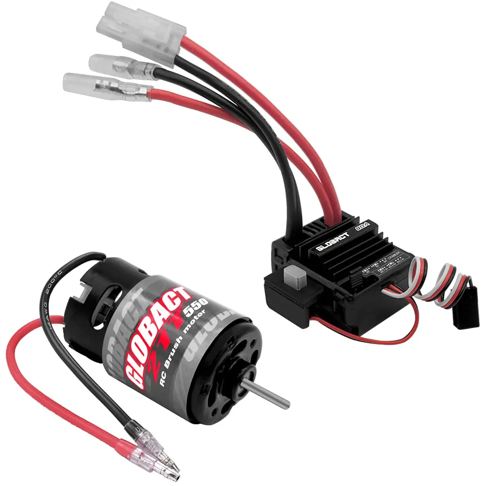 

GLOBACT 21T 550 Brushed Motor and 80A ESC Compatible with Trx4 Trx6 Axia SCX10 Redcat RC4WD 1/10 RC Crawler Car (Tamiya Plug)