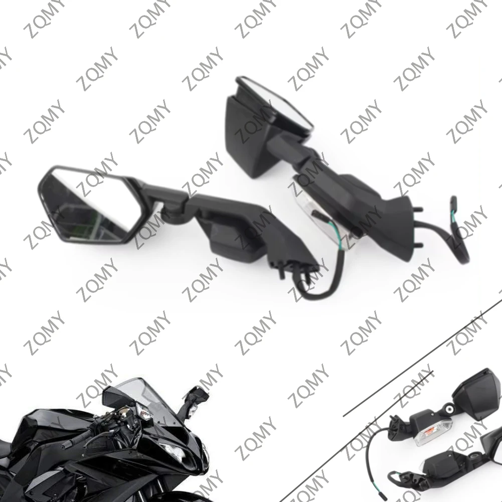 

Motorcycle Turn Signal Mirror Rear View Side Mirrors For Kawasaki Ninja ZX6R 2005 2006 2007 2008 & Ninja ZX10R 2004-2010 2011