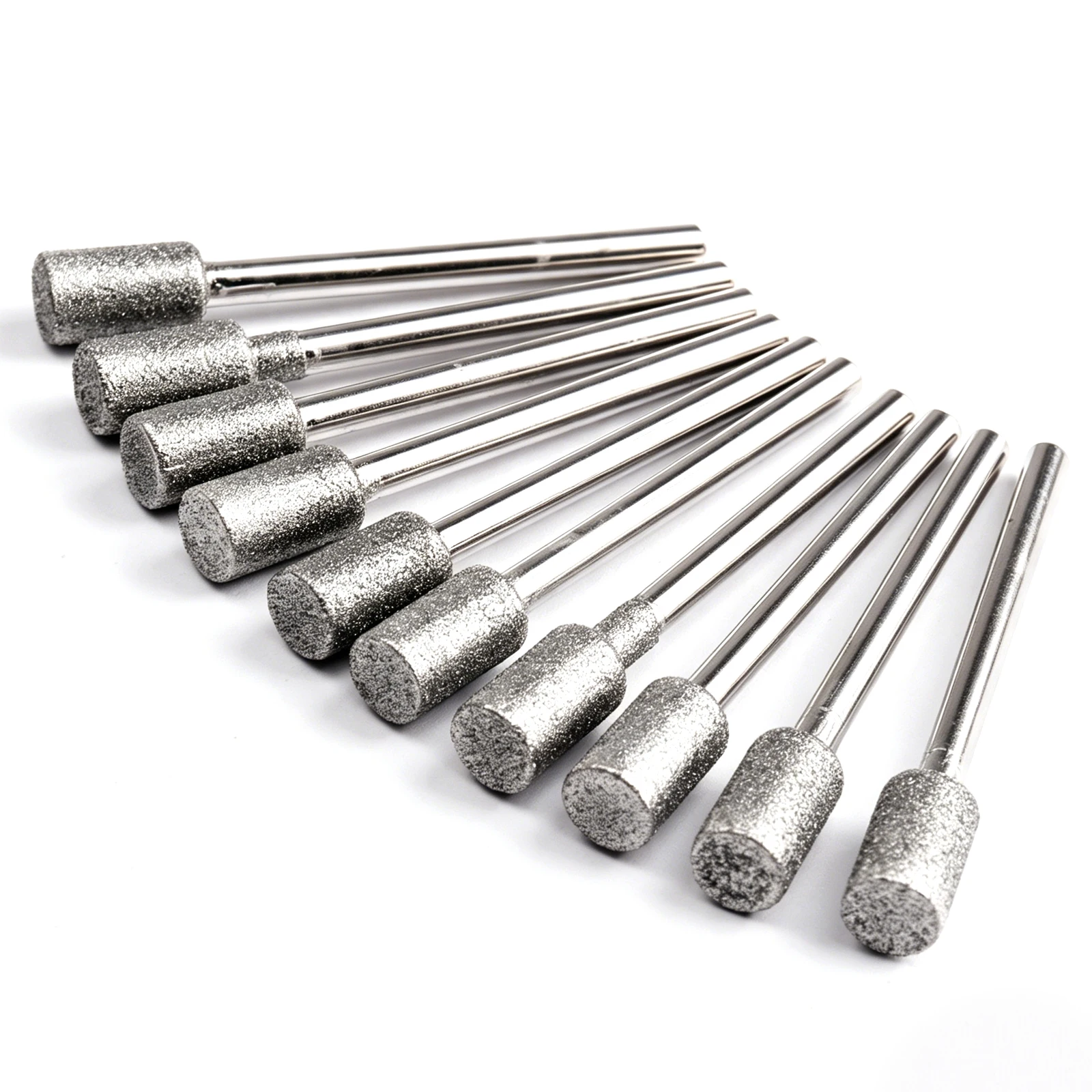 10pcs 3mm-10mm Diamond Burr Grinding Bits 120 Grit Diamond Burr Grinding Engraving Bit 3mm Shank For Drill Dremel Rotary Tool