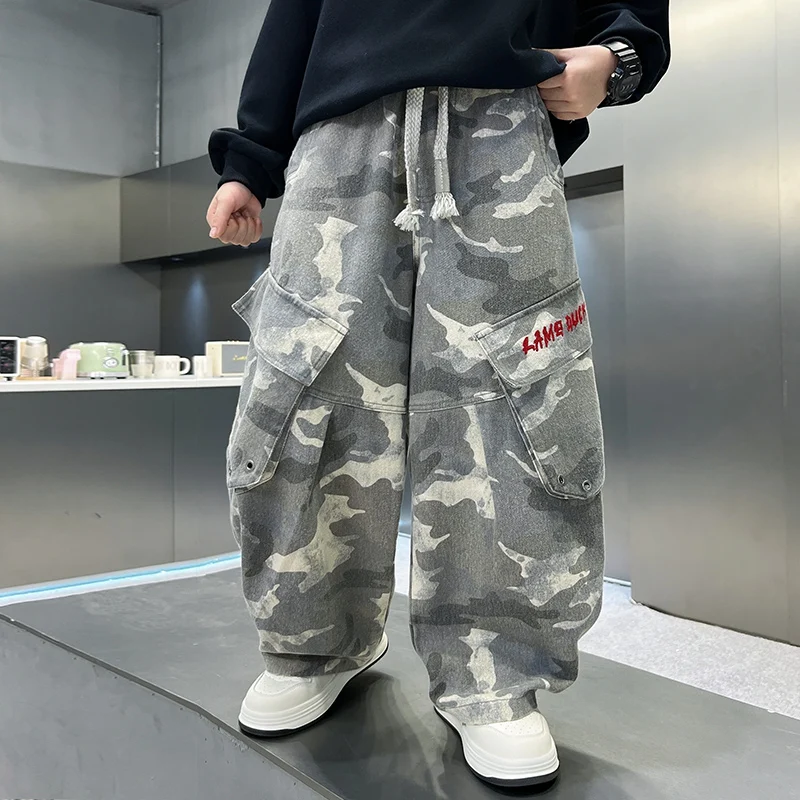 الخريف الاطفال المتعثرة السراويل البضائع المموهة للبنين بنات الرياضة في الهواء الطلق كامو السراويل الطفل السراويل العسكرية مع جيب