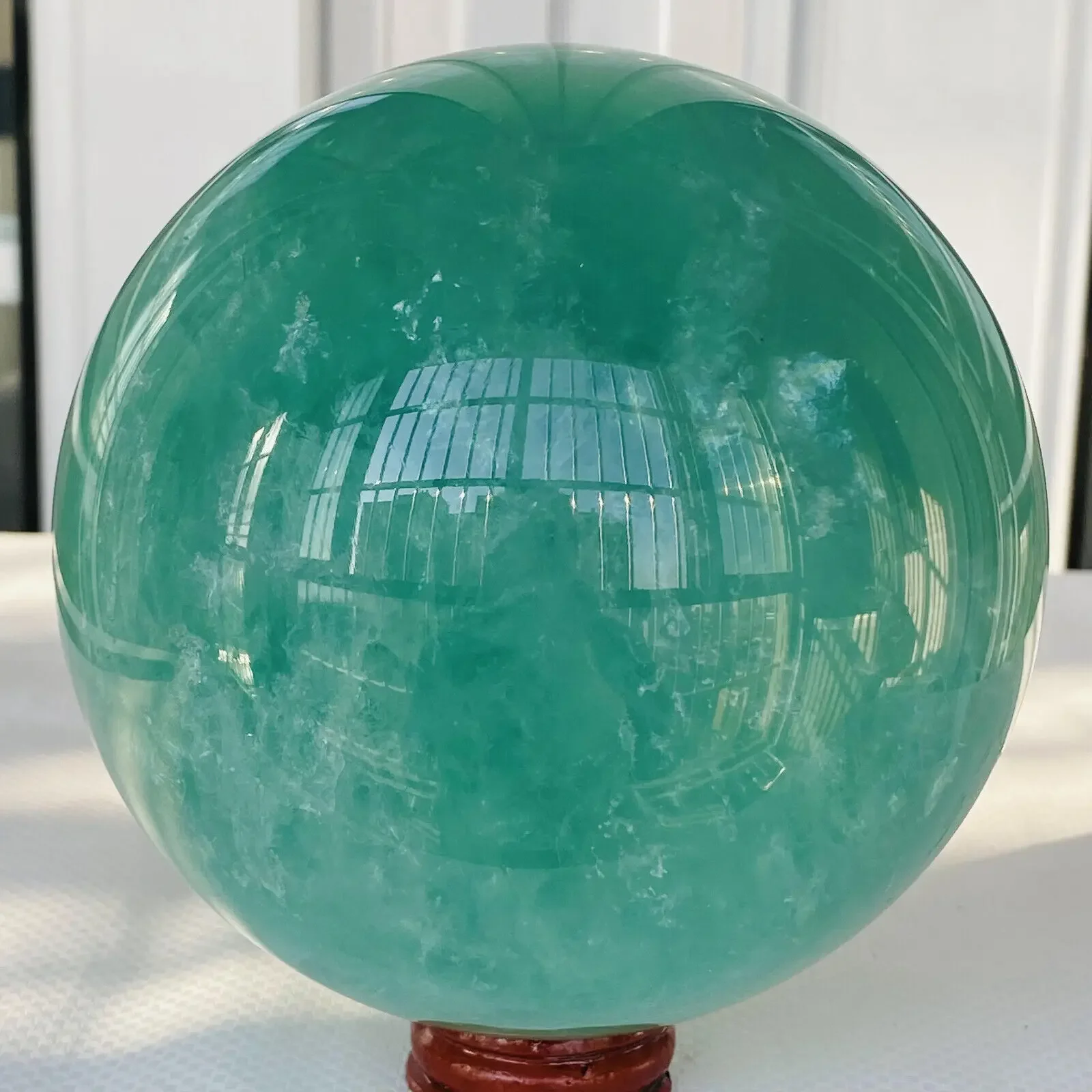 Natural Green Fluorite Ball Quartz Crystal Healing Sphere Reiki Stone