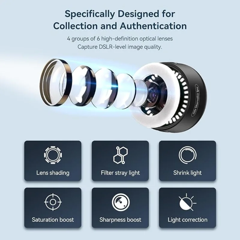 تقييم المجوهرات مجهر الهاتف المحمول: عدسة مجهر الهاتف 120X مع فنجان العين/ضوء LED مضيئة/مشبك عالمي