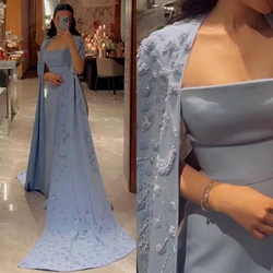 Spersonalizowana Eleagnt Strapless Empie A-line Party Dress Floor Length Appliques Cap Formal Evening Gowns 이브닝드레스 فستان