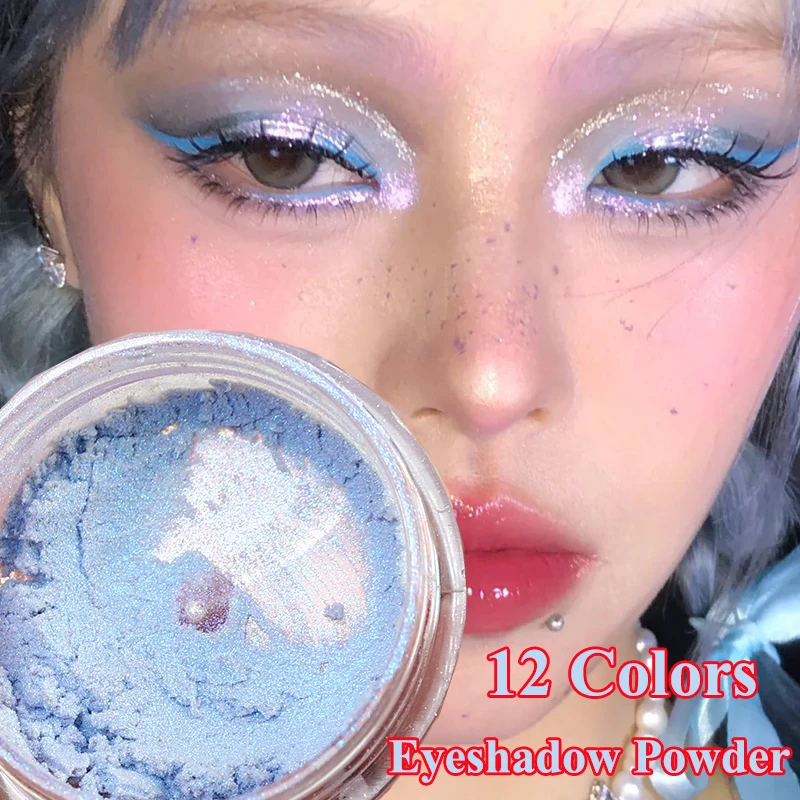 Poudre de fard à barrage polarisée scintillante, 12 couleurs, longue durée, imperméable, nacré, 256 vert, rose, bleu, adt, maquillage des yeux