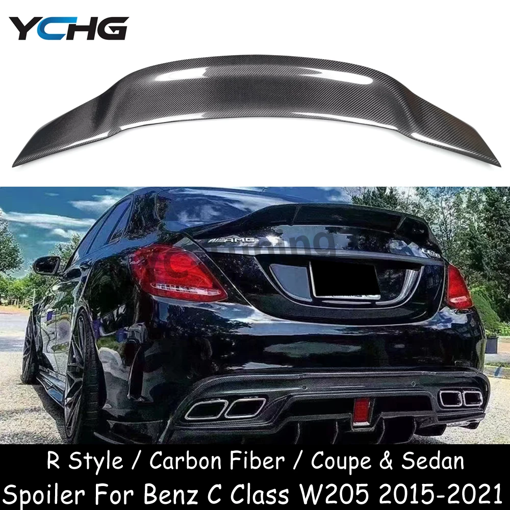 

C205 R Style Carbon Fiber Rear Trunk Spoiler For Benz C Class W205 C160 C180 C200 C300 C43 C63 spoiler duck tail 2015-2021