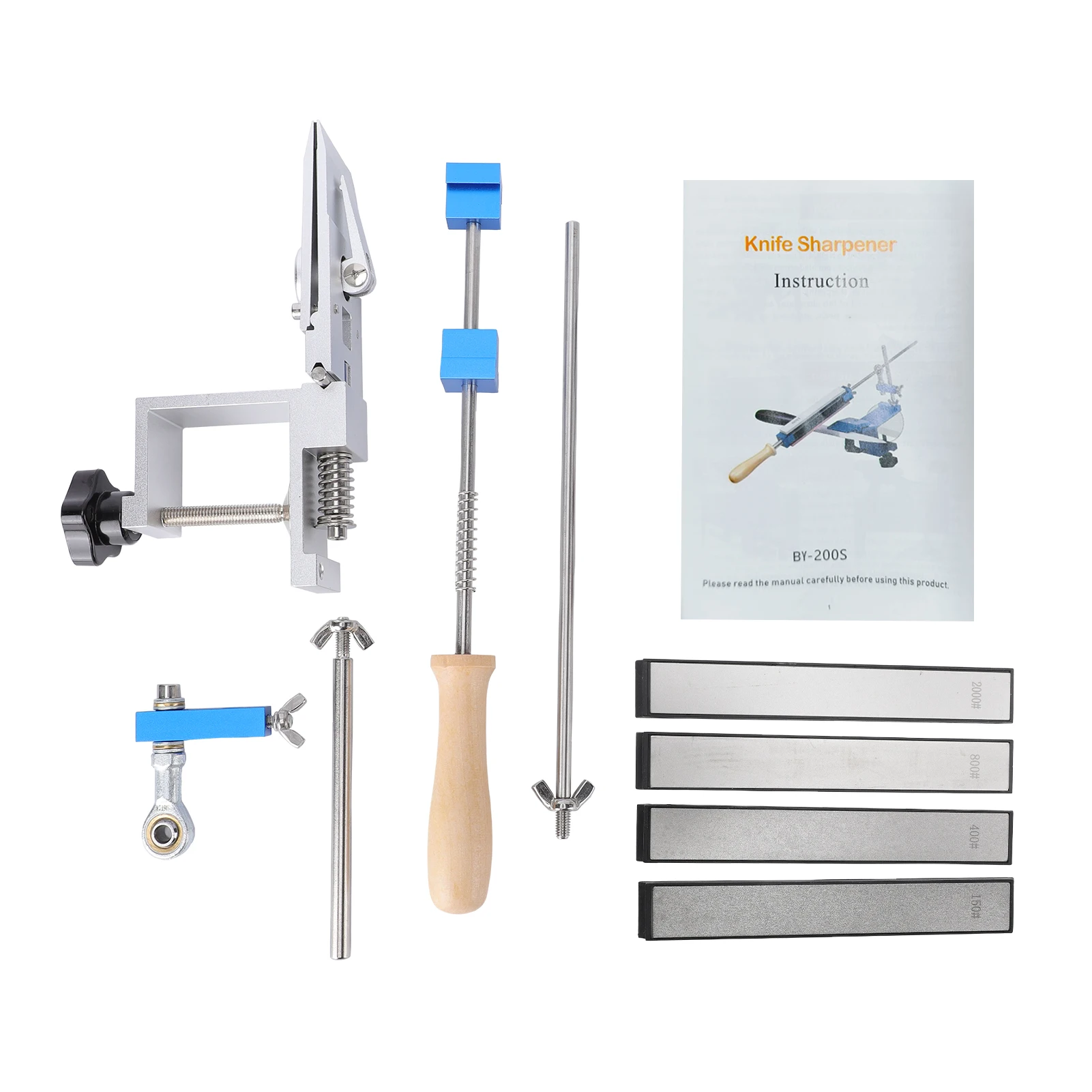 

Guided Sharpening System, Professional Sharpening Tool with 150/400/800/2000 Grit Diamond Whetstones for Kitchen and Outdoor