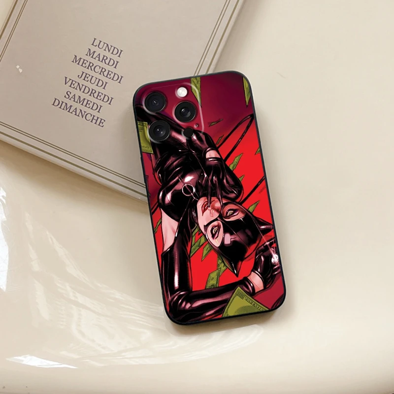 Film C-Catwoman Sexy For iPhone 15 14 13 12 11 XS XR X 8 7 SE Pro Max Plus Mini Black Soft Phone Case