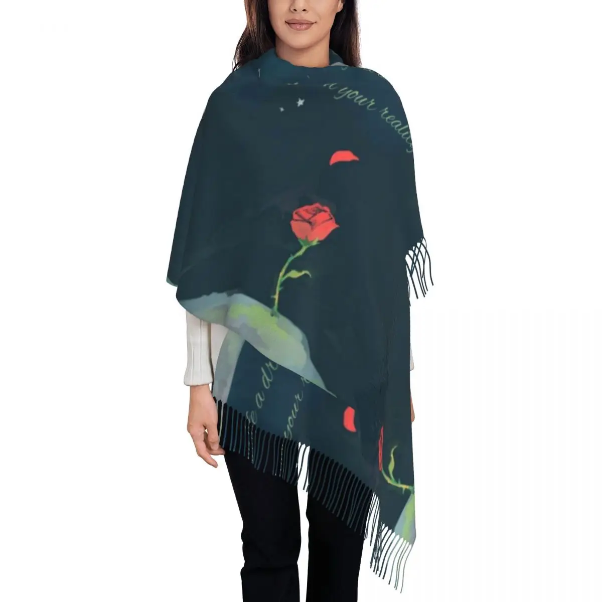 

Rose Scarf with Long Tassel The Little Prince Warm Soft Shawls and Wrap Men Women Designer Scarves Wraps Winter Casual Bufanda