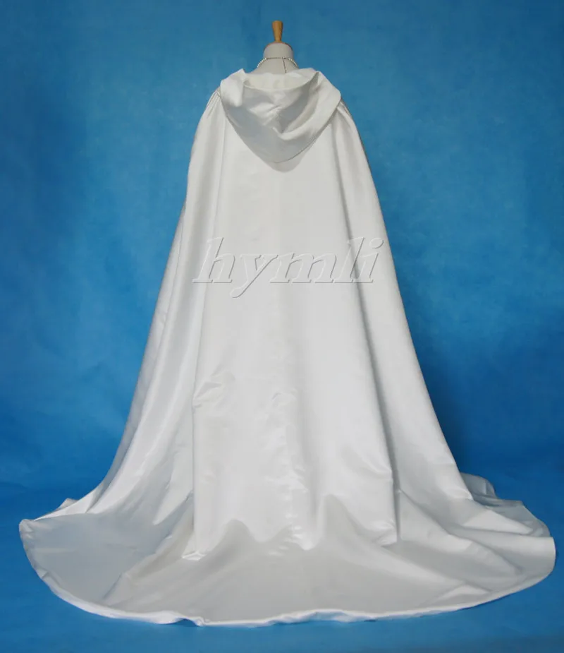 Ivoor Mantel Hooded Satin Wedding Mantel Cape Kostuum Renaissance Middeleeuwse Kleding Fee Volwassen