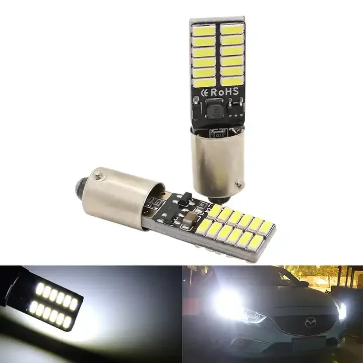 2pcs DC12V-24V BA9S 24SMD Automobile LED Width Indicator Light Motorcycle Light Canbus License Plate Light