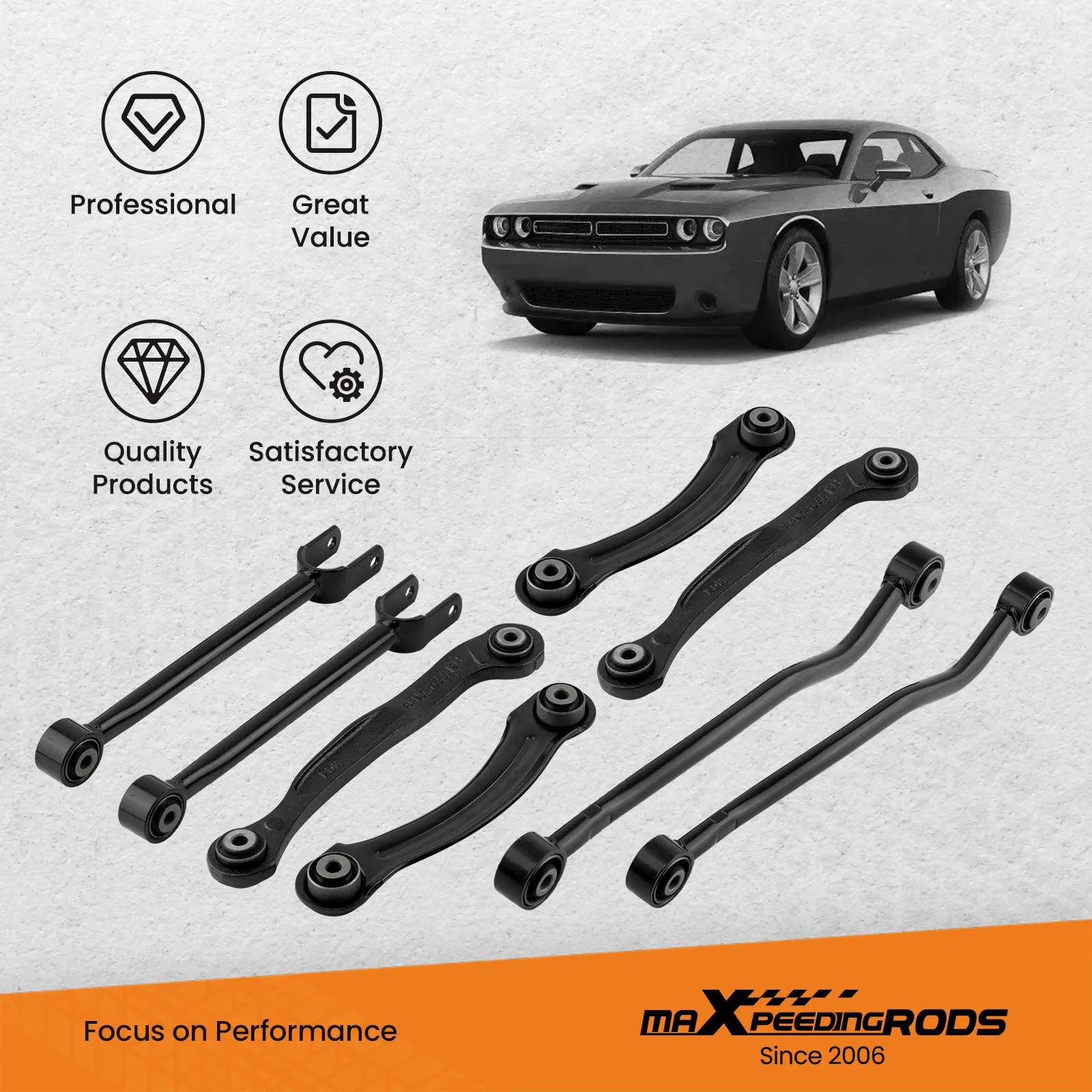 8x Rear Suspension Aluminum Control Arms Strut Rod Lateral Arm For Dodge Charger Lateral Arm Left & Right for Charger